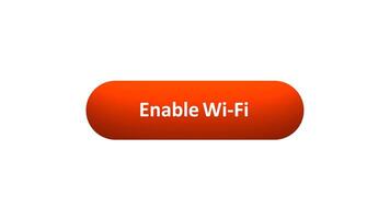 Animation of 'Enable Wi Fi' Button Clicked by Computer Mouse with Color Changing Effect and Confirmation Tick video