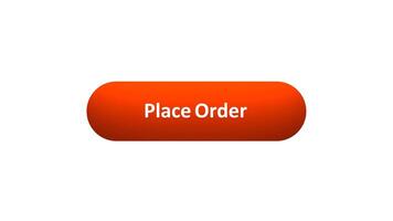 Animation of 'Place Order' Button Clicked by Computer Mouse with Color-Changing Effect and Confirmation Tick video