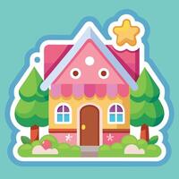 a cute house with a star on the roof vector