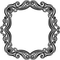 black and white ornate frame with swirls vector