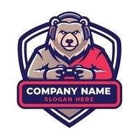 a bear with a controller in his hand vector