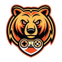 a bear head with a controller in its mouth vector