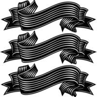 three black ribbons with a white background vector