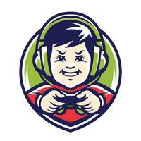 a boy wearing headphones and holding a controller, vector