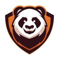 a panda bear head on a shield vector