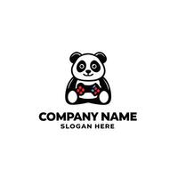 panda bear holding a controller logo design, vector
