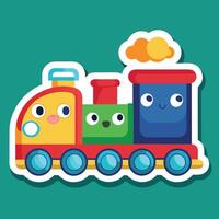a sticker with a train with faces vector