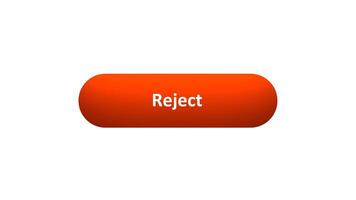 Animation of 'Reject' Button Clicked by Computer Mouse with Color-Changing Effect and Confirmation Tick video