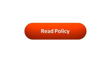 Animation of 'Read Policy' Button Clicked by Computer Mouse with Color-Changing Effect and Confirmation Tick video