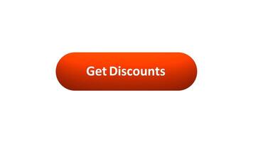 Animation of 'Get Discounts' Button Clicked by Computer Mouse with Color-Changing Effect and Confirmation Tick video