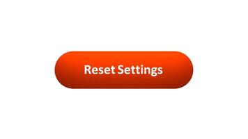 Animation of 'Reset Settings' Button Clicked by Computer Mouse with Color-Changing Effect and Confirmation Tick video