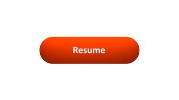 Animation of 'Resume' Button Clicked by Computer Mouse with Color-Changing Effect and Confirmation Tick video