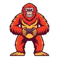a cartoon gorilla holding a controller vector