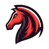 a red and black horse head on a white background vector