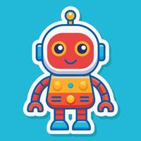 a sticker of a robot with a blue background vector