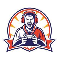 a man with a controller in his hand design art vector
