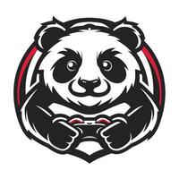 a panda bear holding a controller in his hands vector