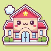 a cartoon school building with a star on the roof vector
