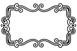 a black and white drawing of a frame with swirls,, vector