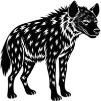 a hyena is standing in front of a white background vector