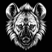 llustration of hyena head on black background vector