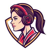 a woman with headphones on her head design art vector