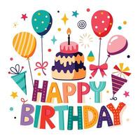happy birthday balloons design art vector