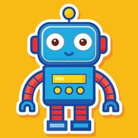 a cartoon robot on a yellow background, vector
