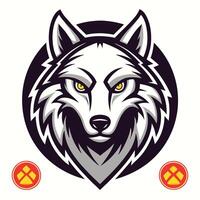 the wolf head is shown in a white background vector