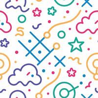 a colorful pattern with clouds, stars and other symbols vector