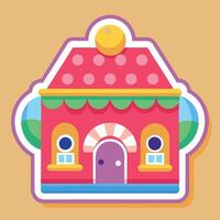 a sticker of a house with a roof and windows vector