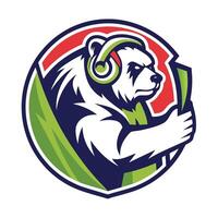 a bear wearing headphones and holding a microphone vector