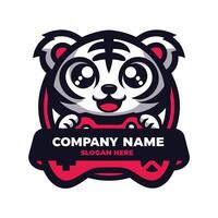a cute panda bear with a controller in its hand vector