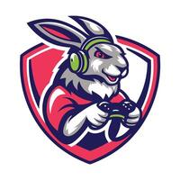mascot illustration of a rabbit playing game vector