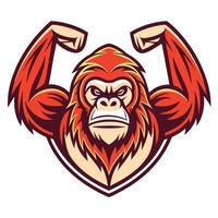a gorilla with a strong arm and a big head vector