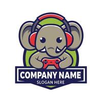 an elephant wearing headphones and holding a controller vector