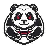 panda bear holding a controller in its hands vector