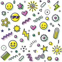 a colorful pattern with various objects symbols vector