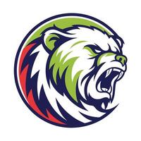 a bear head with its mouth open in a circle vector