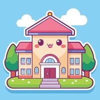 a cartoon school building with a big window vector