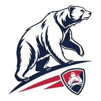a bear with a shield and a flag on it vector