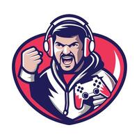 a man with headphones and a controller in his hand, design art vector