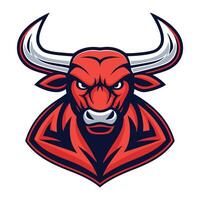 the head of a red bull is shown vector