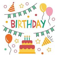 birthday with balloons vector