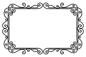 black and white drawing of a frame with swirls, vector