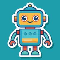 a cartoon robot with a blue background vector