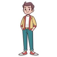 cartoon character of a man in a jacket and jeans vector