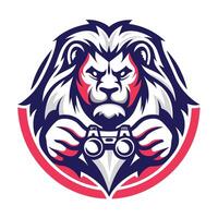 lion mascot mascot head lion with binoculars set inside circle on isolated background vector