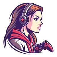 girl with headphones and controller design art vector