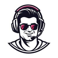 man wearing headphones sunglasses vector